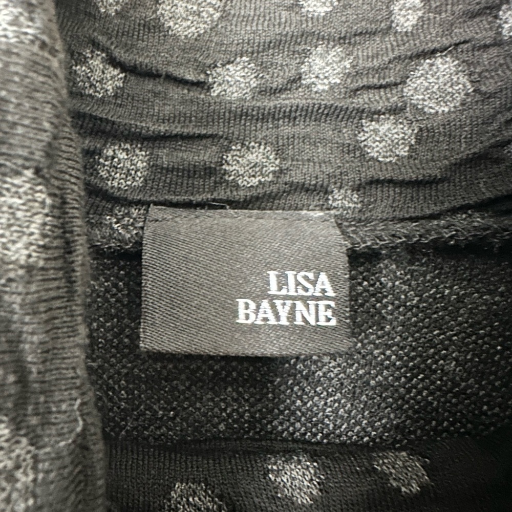 Lisa Bayne Gabrielle Dress Black Gray Long Sleeve Cowl Neck Sweater Dress Size S - Picture 10 of 12